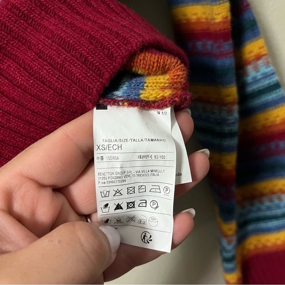 United Colors of Benetton Cropped Rainbow Wool Sweater size XS - Picture 3 of 5